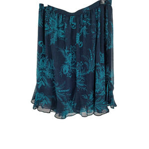 Susan Graver Woman's Blue Paisley A line Skirt Size Large Elastic Waist Lined